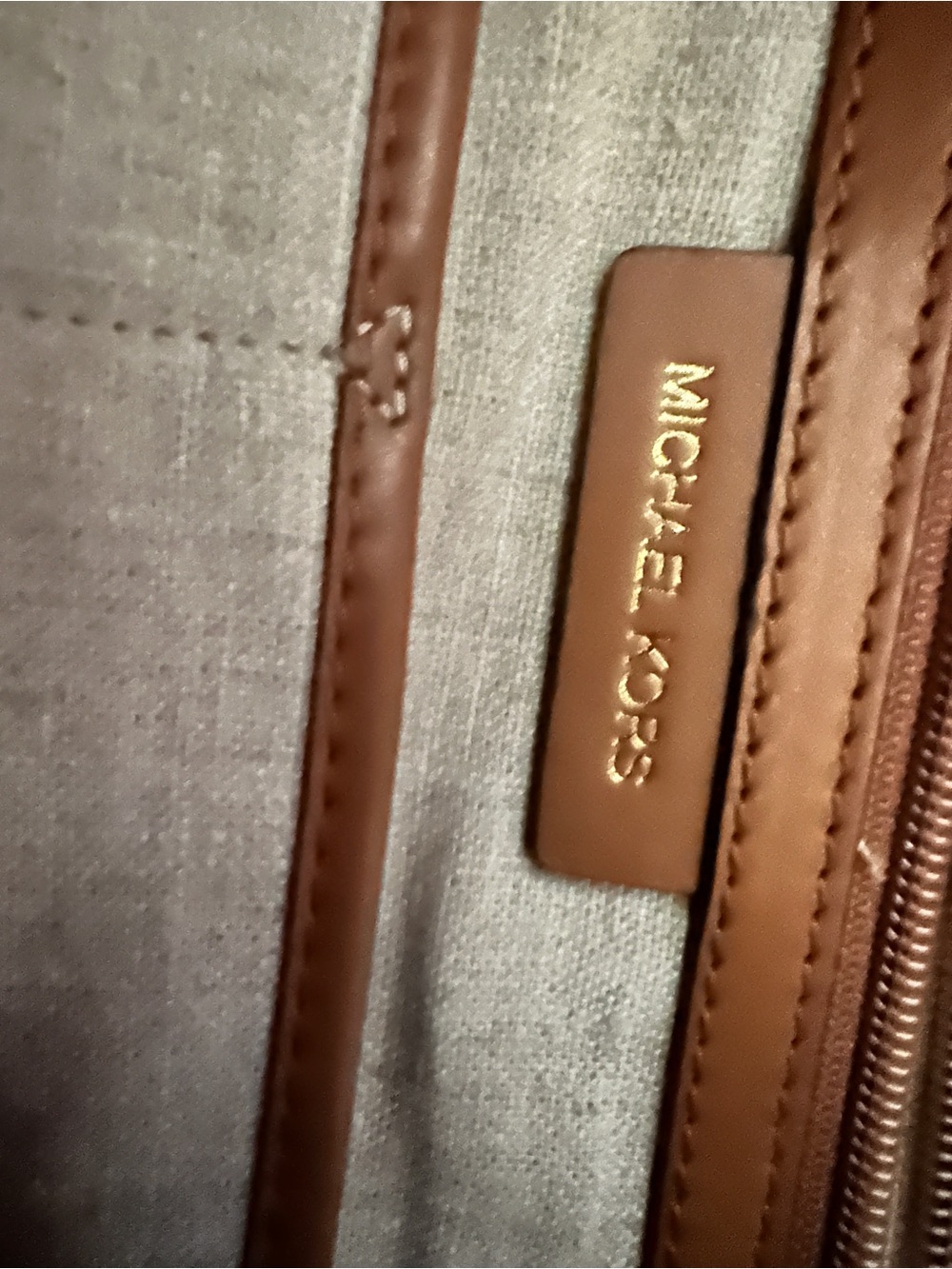 Michael Kors Gray Canvas Tote with Tan Rope Handles - Picture 5 of 7